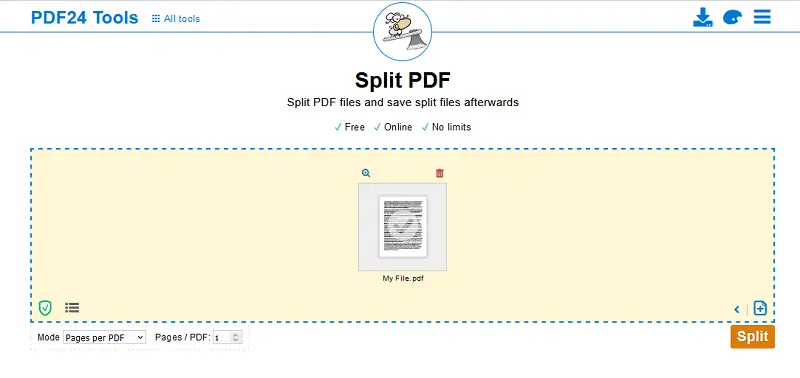 PDF page splitter by PDF24