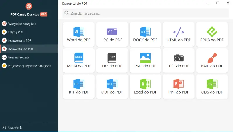 Tryb konwersji do PDF oprogramowania Candy Desktop PDF