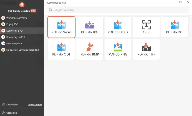 Przekształć PDF na DOC za pomocą programu PDF Candy Desktop