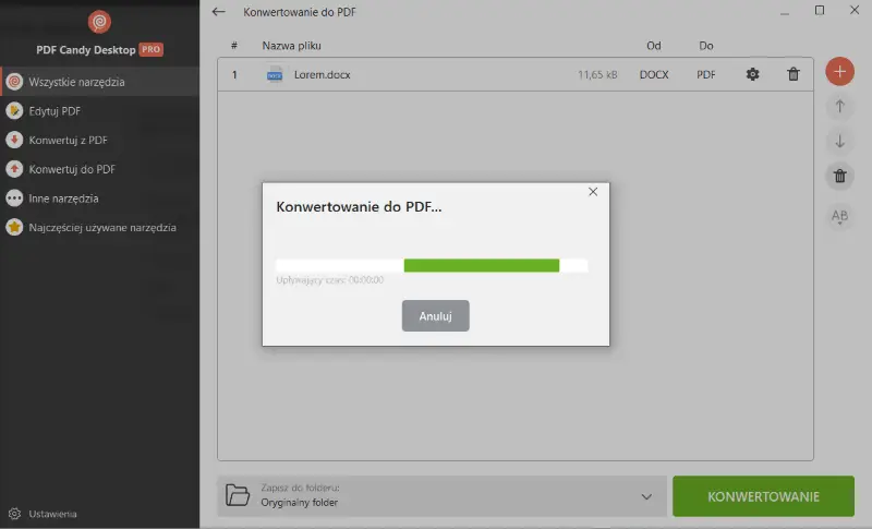 Proces konwersji DOCX do PDF