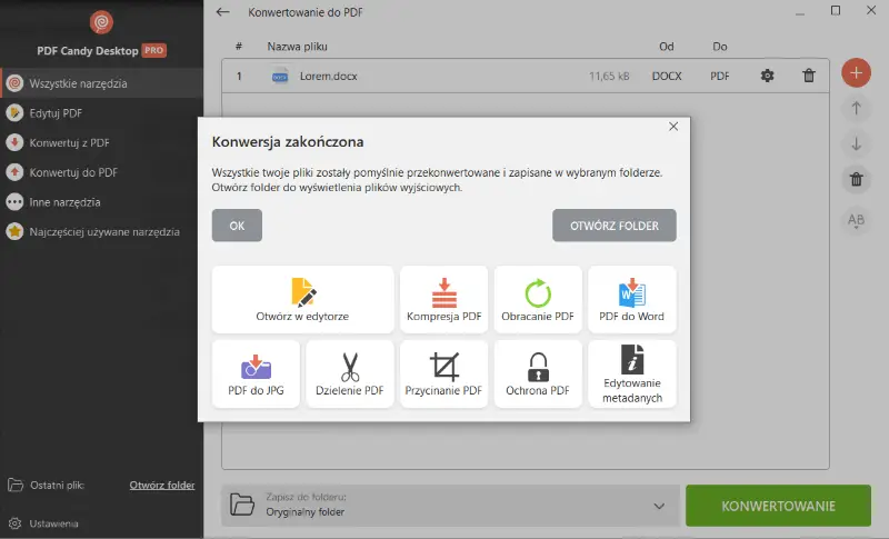 Konwersja DOCX do PDF za pomocą PDF Candy Desktop