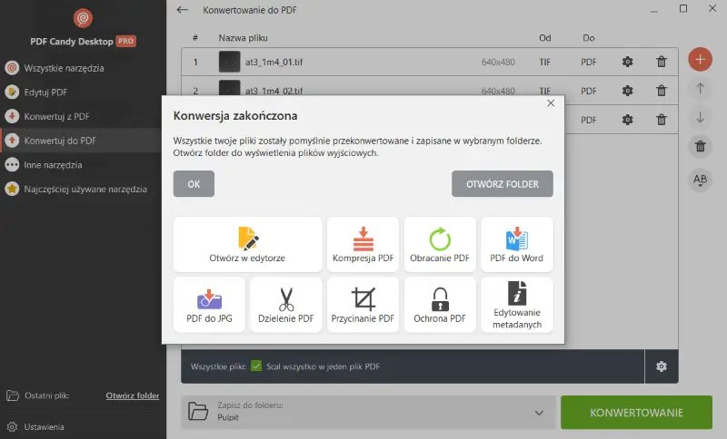 Plik TIFF przekonwertowany do formatu PDF w PDF Candy Desktop