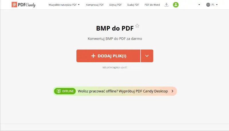 Narzędzie BMP do PDF na stronie PDF Candy