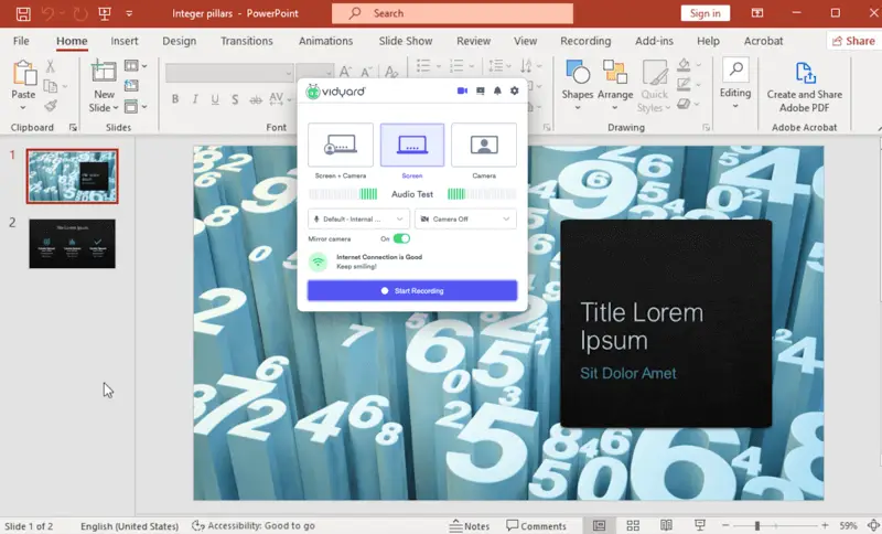 Record a presentation in PowerPoint with narration using Vidyard
