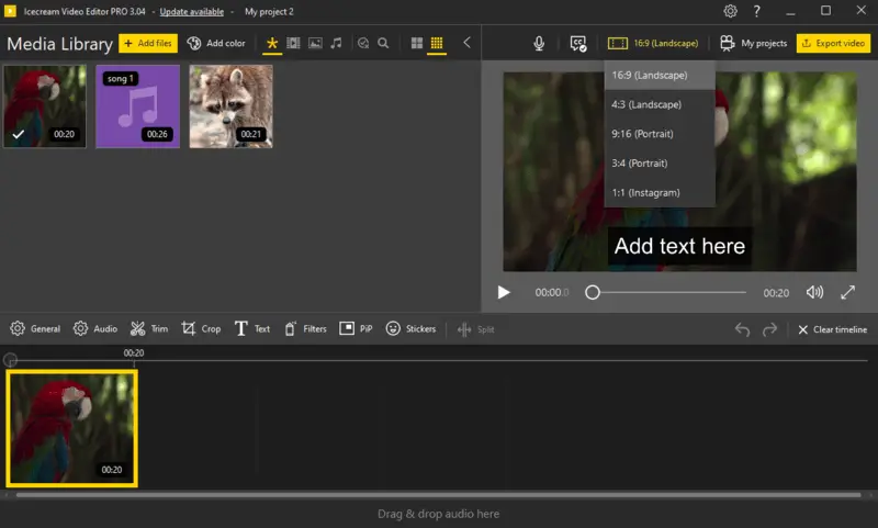 Resize video for YouTube Shorts video dimensions