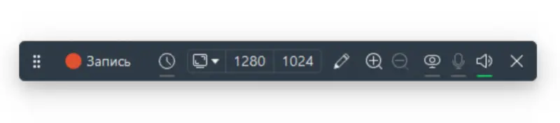 Панель инструментов во время записи экрана в программе Icecream Screen Recorder