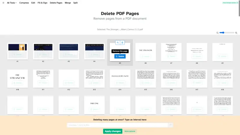 Desktop PDF page remover