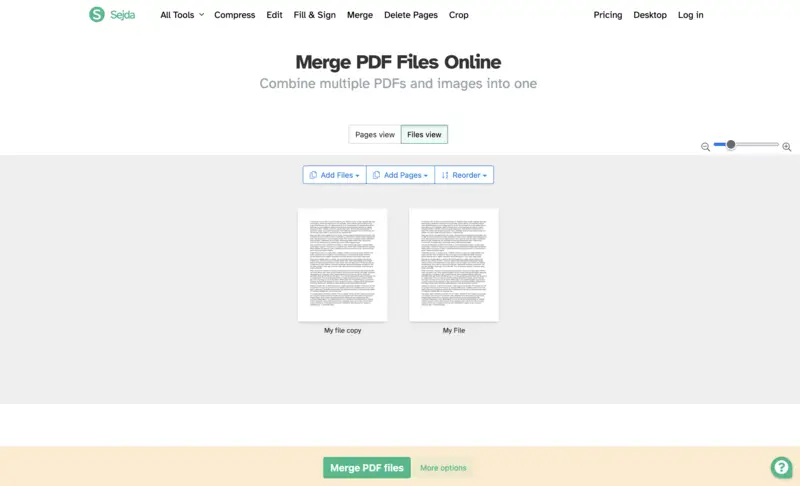 Merge PDFs with Sejda PDF