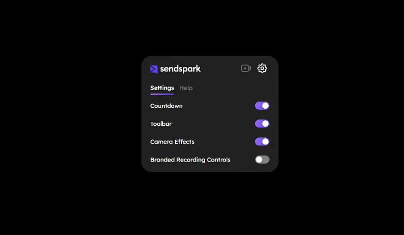 Sendspark video recording settings