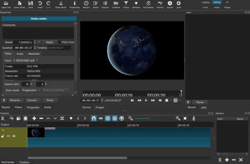 Open-source WebM video editing app