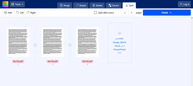 Cut pages from PDF using SmallPDF