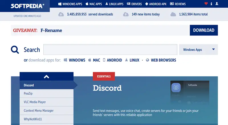 Software giveaways on Softpedia