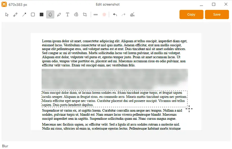 Blur text in documents as alternative to text redaction