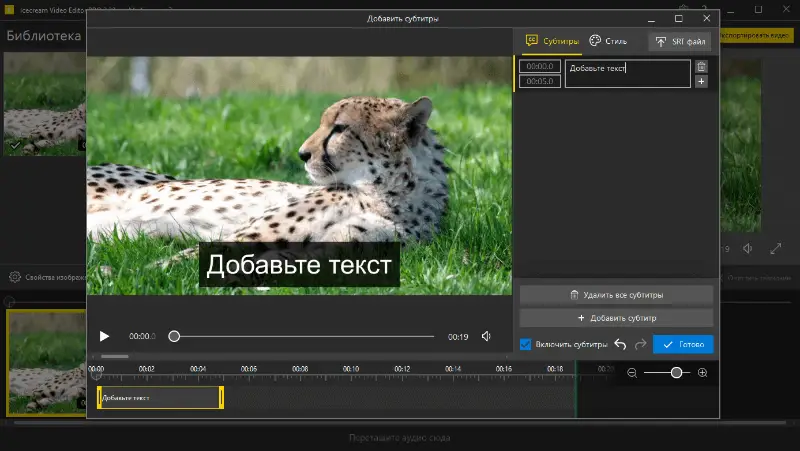 Настройка и добавление субтитров на видео в Icecream Video Editor