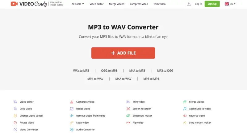 Convertidor gratuito en línea de MP3 a WAV de Video Candy