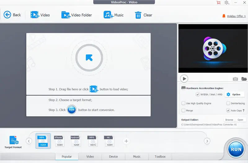 Free online video converter interface
