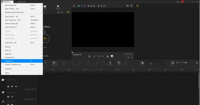 VideoProc Vlogger settings VideoProc Vlogger settings