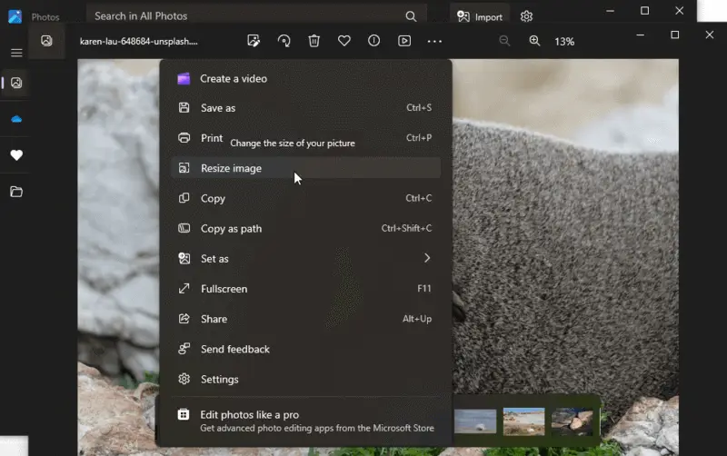 How to resize an image for free with Microsoft Photos