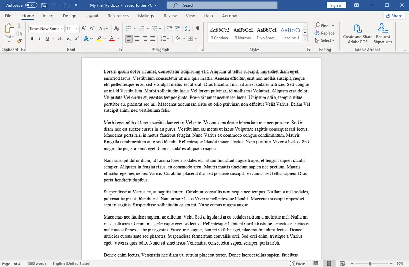Microsoft Word で DOCX を PDF に変更する方法 手順 1