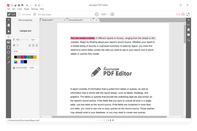 Fuera máquina Fuera de plazo PDF Editor - Edite archivos PDF gratis - Icecream Apps