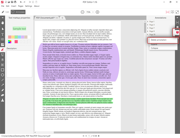 How to undo highlighting in a PDF