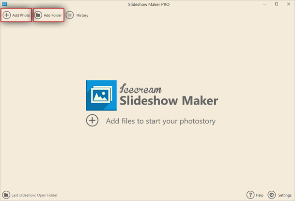 Add photos to slideshow maker