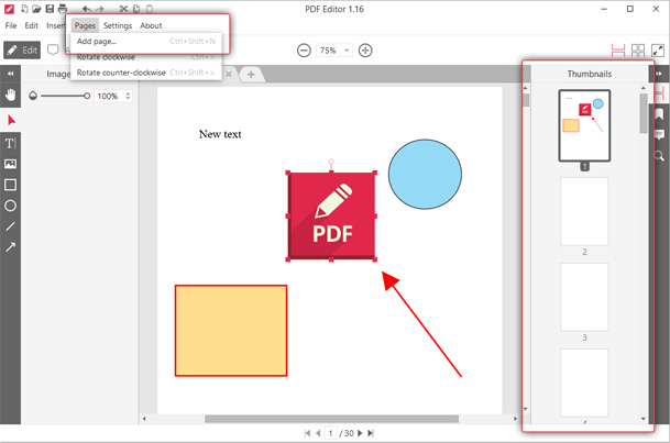 Add more pages to PDF