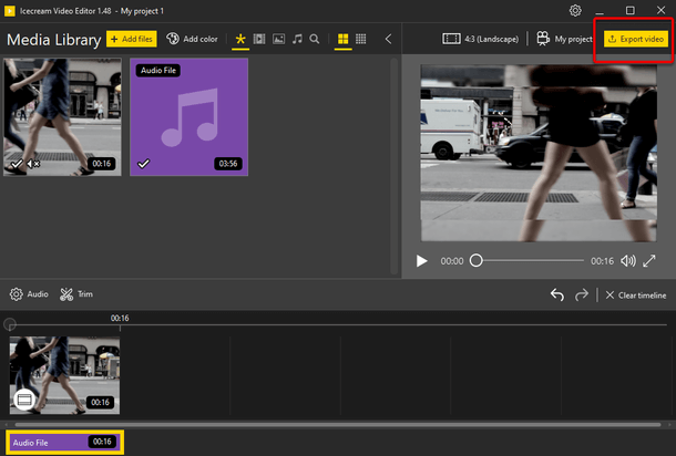 Export video button