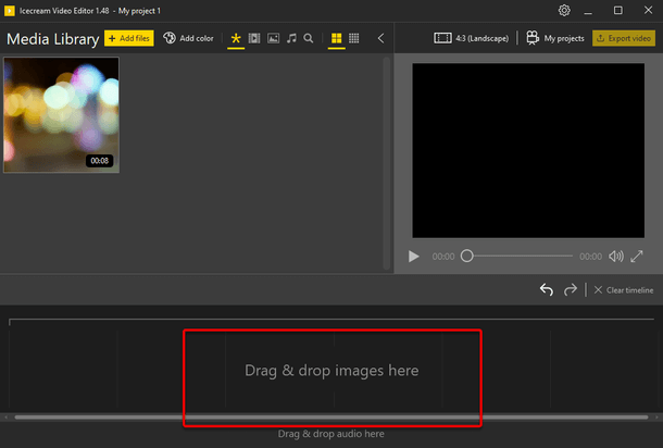Add video to timeline for cropping Add video to timeline for cropping