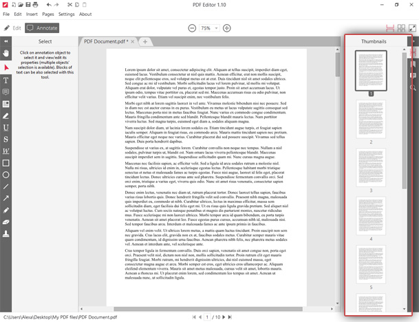 Select PDF's pages