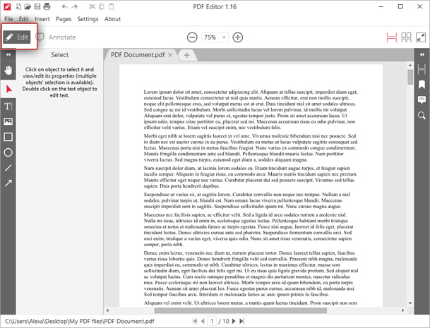 Select the Edit mode of Icecream PDF Editor