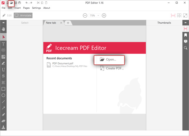 Open a PDF document